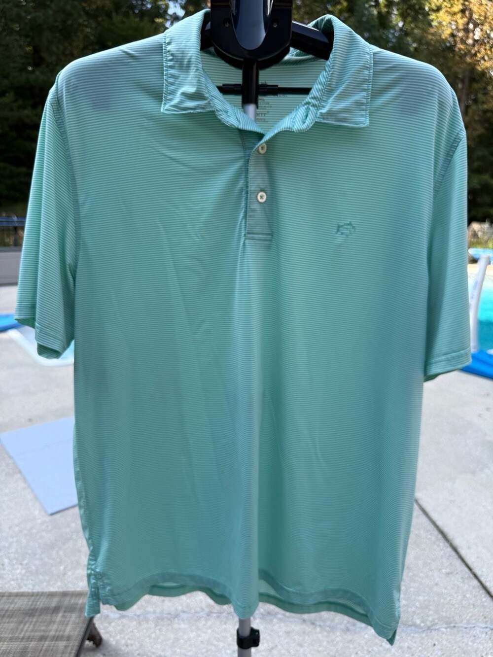 Southern Tide Polo Shirt Size XL Light Green Striped Short Sleeve